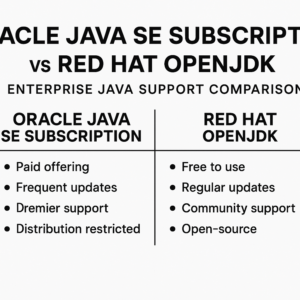 Oracle Java SE Subscription vs Red Hat OpenJDK: Enterprise Java Support Comparison